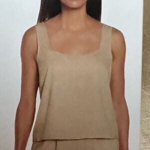 Express NWT sz XXL tan linen blend tank top. Cropped style. Squared neckline